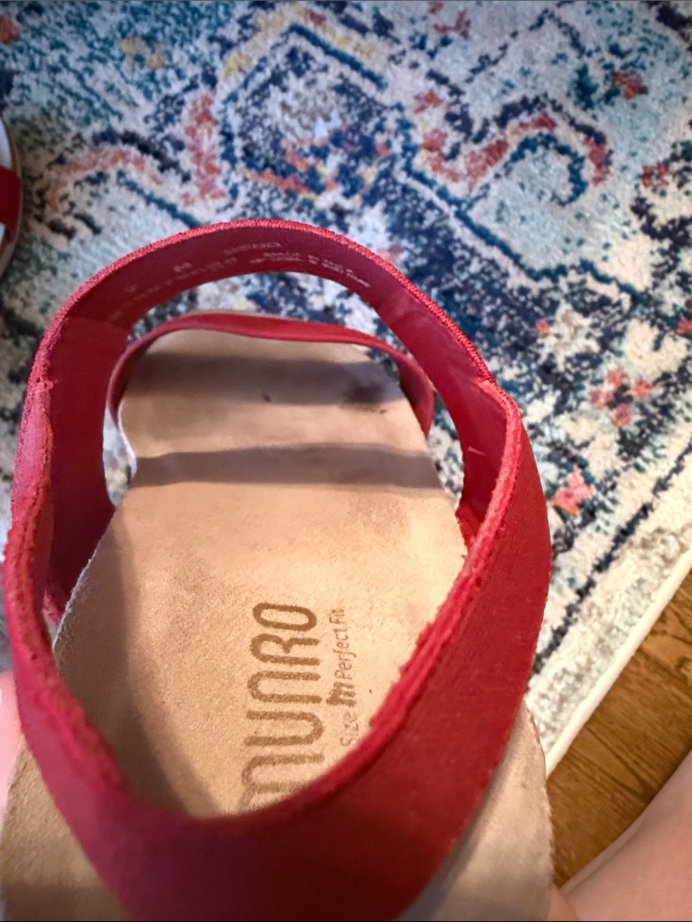 MUNRO Pisces Red Combo Leather Double-Strap Elastic Back Sandals 9M - Picture 8 of 9